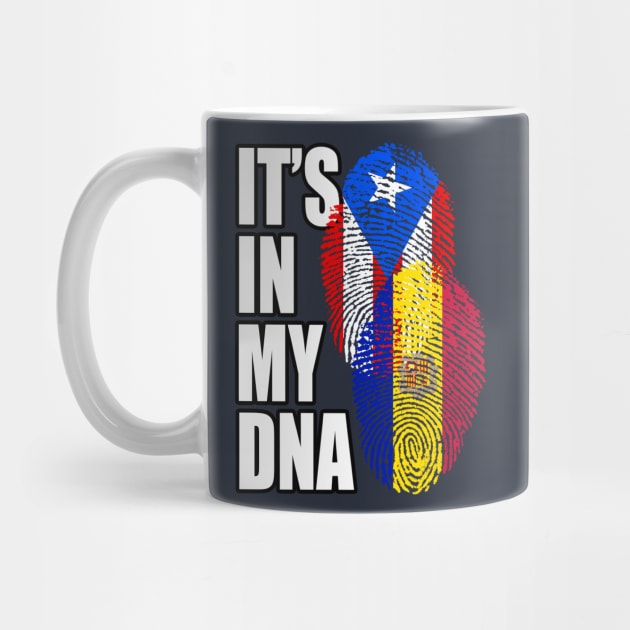 Andorran And Puerto Rican Mix DNA Flag Heritage Gift by Just Rep It!!